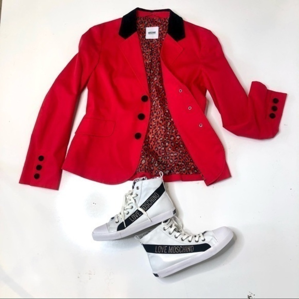 MOSCHINO red suit blazer size 10 NWOT